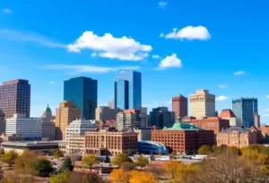 A cityscape view of Baltimore representing digital news expansion.