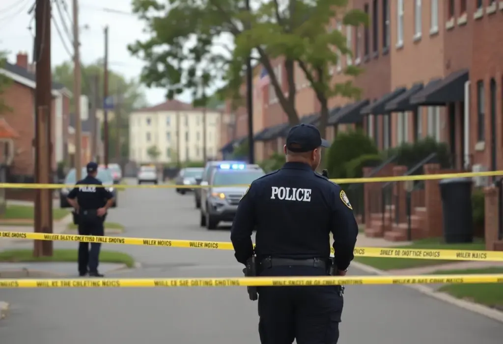Police and community response to a double shooting incident in Baltimore.
