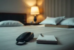 Somber hotel room reflecting on a tragic incident.