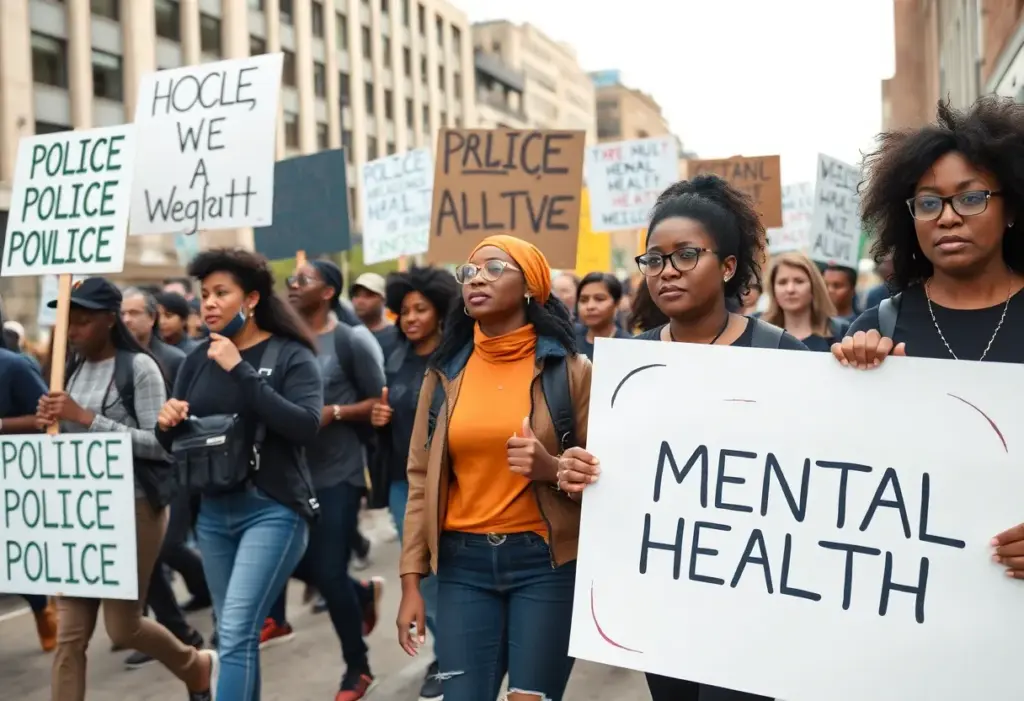 Community members marching for police accountability in Baltimore