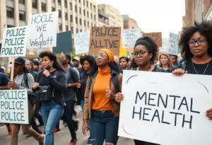 Community members marching for police accountability in Baltimore