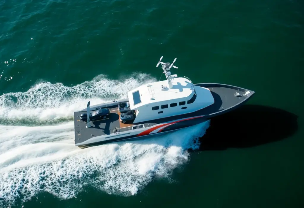 An advanced naval drone operating on water