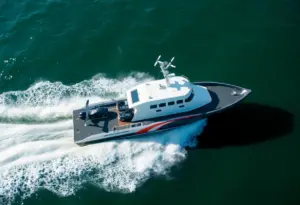 An advanced naval drone operating on water