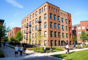 Revitalized Baltimore neighborhood with affordable housing developments