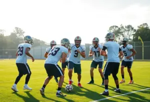 Baltimore Ravens football team practicing