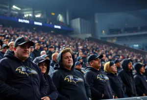 Baltimore Ravens fans showing concern during a game in 2025 NFL season