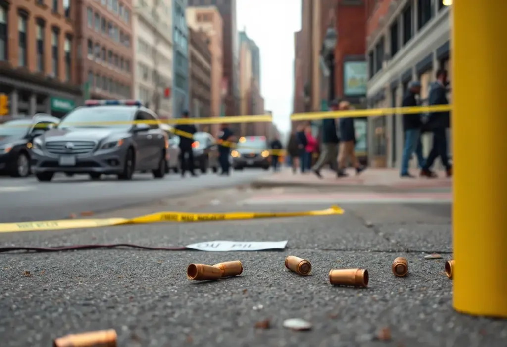 Scene of a police investigation after a shooting in Baltimore