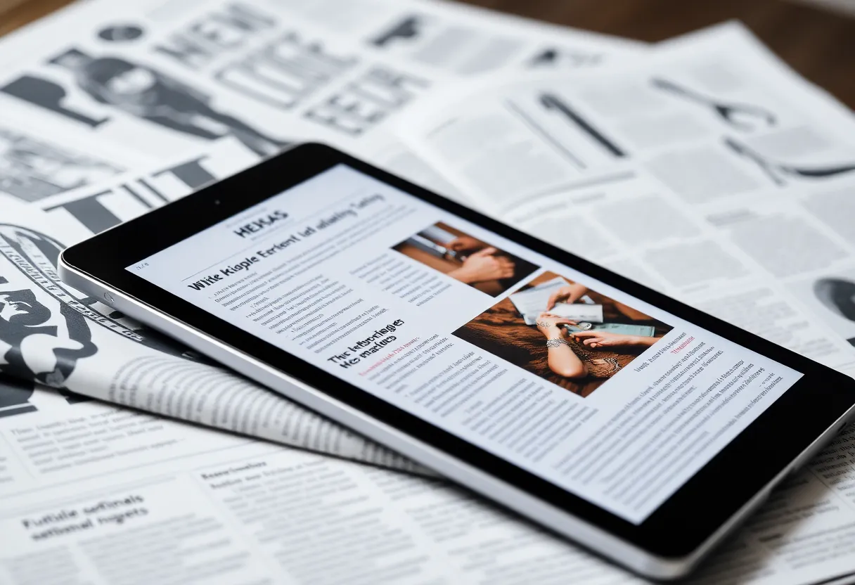 Baltimore Sun eNewspaper on a digital tablet