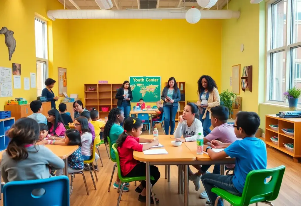 Children participating in activities at the new Baltimore youth center