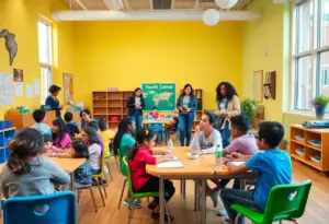 Children participating in activities at the new Baltimore youth center