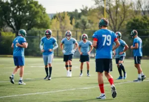 Baltimore Ravens practicing after injuries.