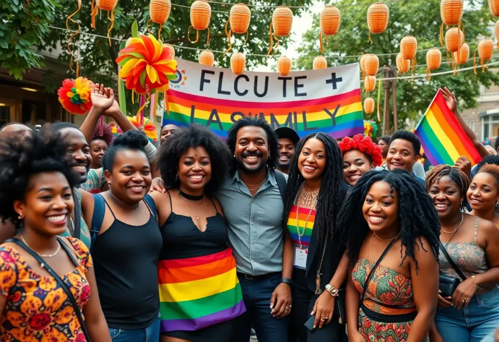 Community members celebrating BLAQ Pride Month in Baltimore