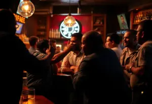 Illustration of a bar security situation depicting safety concerns