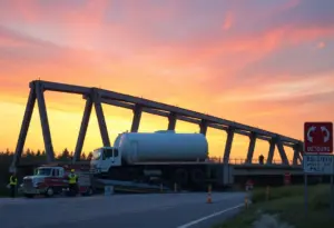 Collapsed bridge in Baltimore County with emergency responders