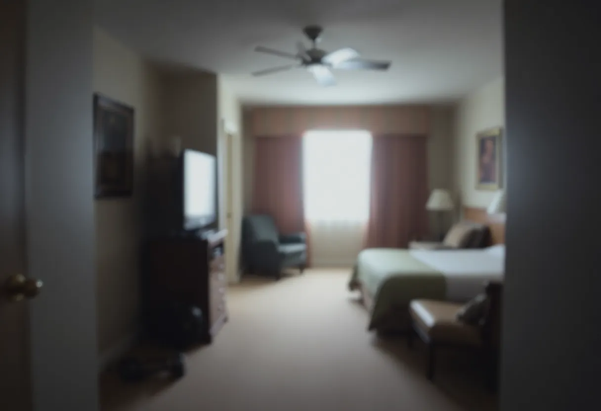 A somber hotel room representing issues in Maryland's foster care.