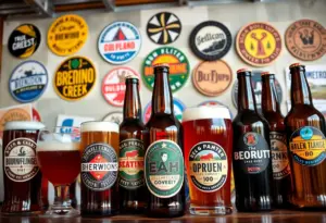 Brewery logos and beer styles from the craft beer partnership.