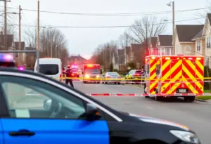 Police vehicles at a barricade situation in Dundalk, Maryland.