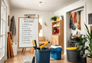 Checklist for home repairs in a well-maintained living space.