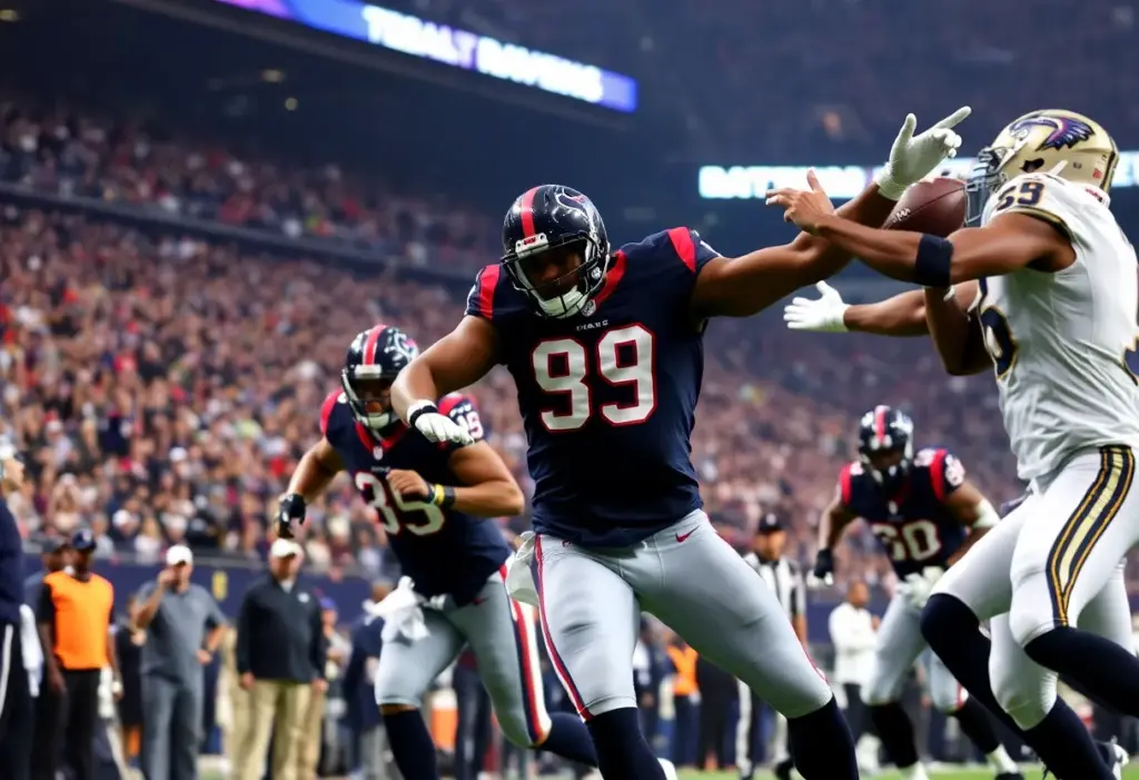 Houston Texans players celebrating during game against Baltimore Ravens