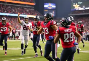 Houston Texans celebrating their victory over the Baltimore Ravens