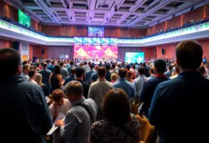 Scene from the Impact Maryland 2025 Summit with attendees engaging in discussions.