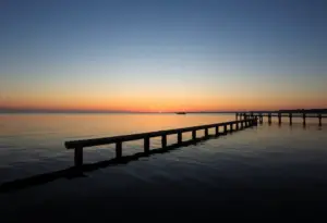 Serene view of Lake St. Clair at sunrise