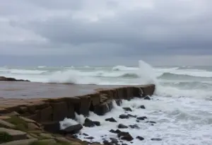 Rough seas and strong winds on Maryland's coastline during nor'easter