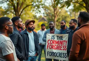 A diverse group of men celebrating the Million Man March anniversary