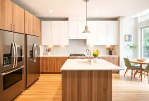 A beautifully remodeled kitchen in Baltimore with modern appliances and bright decor.