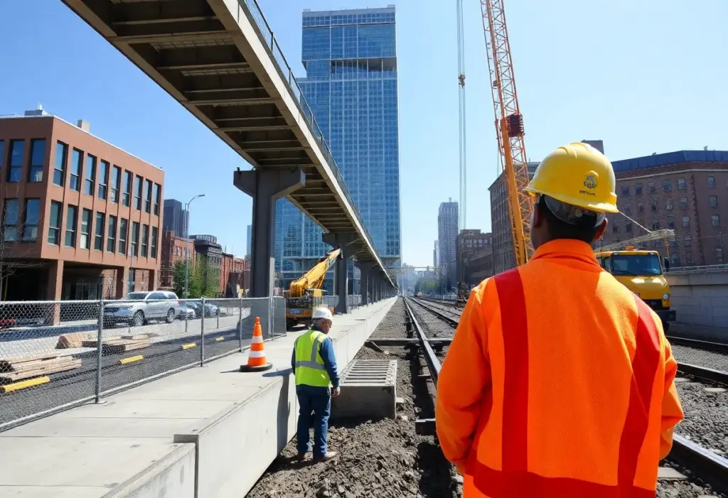 Construction workers improving public infrastructure in New Haven