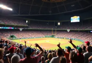 Crowd of baseball fans at the Orioles stadium