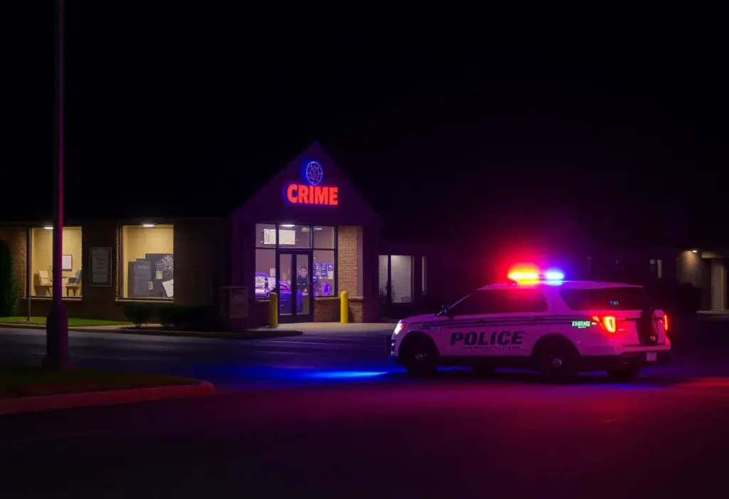Police car at the scene of a burglary