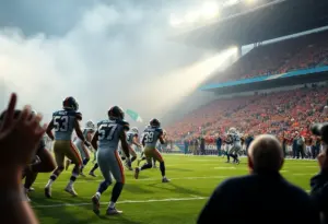 Los Angeles Rams players celebrating after a touchdown