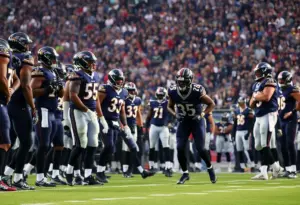 Baltimore Ravens players on sideline during a game