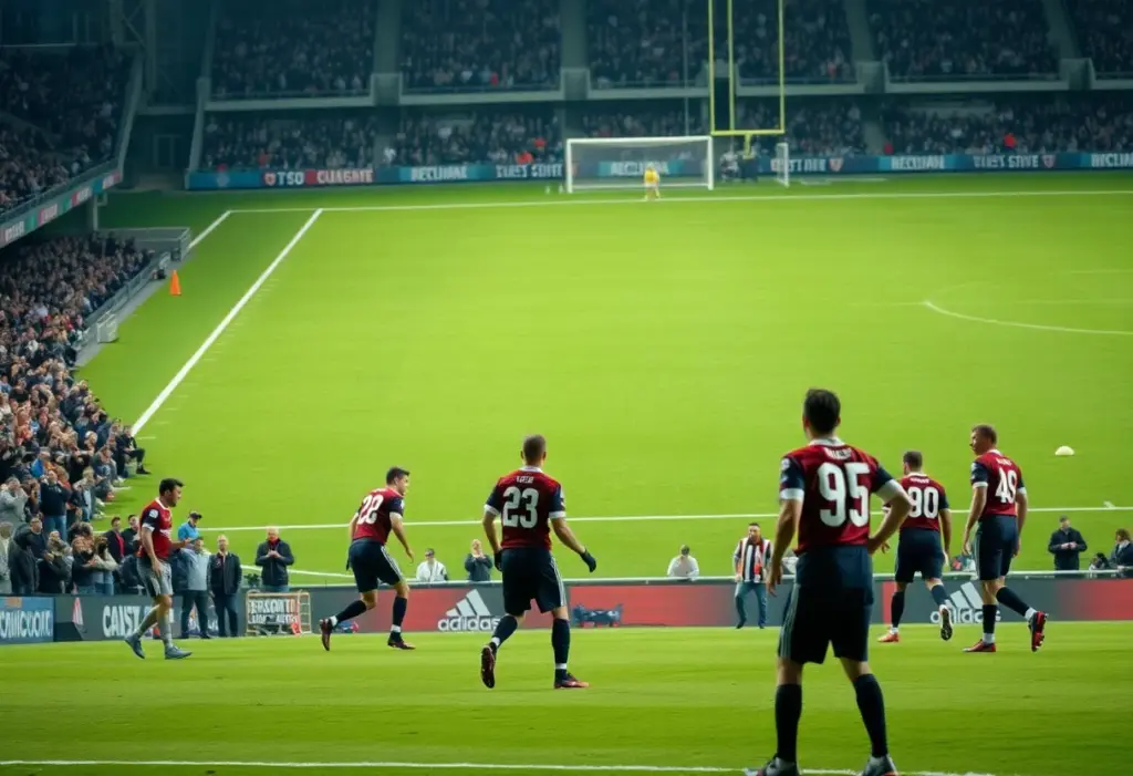 Football game scene depicting tension and emotion among fans
