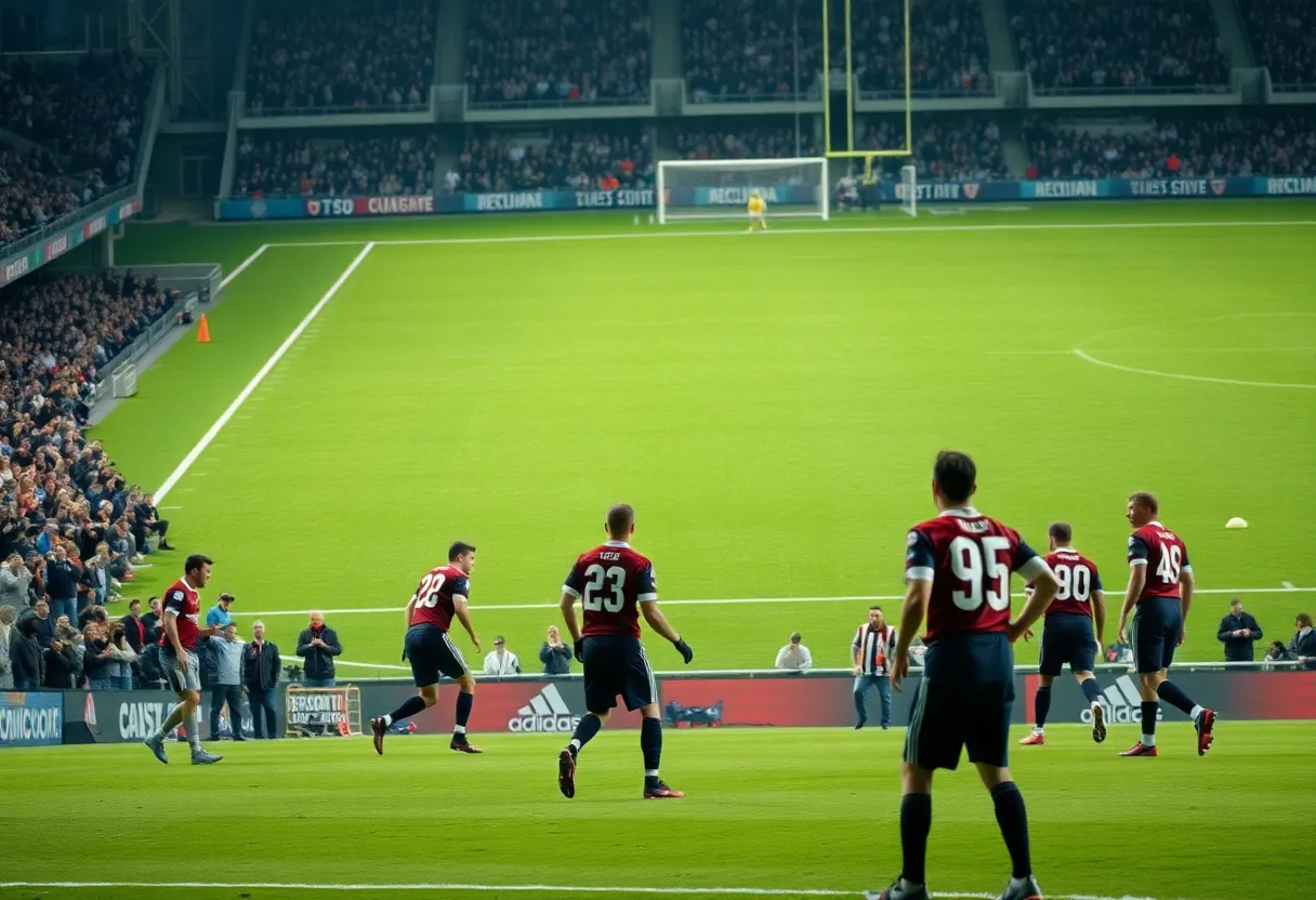 Football game scene depicting tension and emotion among fans