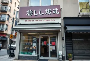 Storefront of a small business with security measures in Baltimore