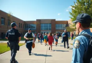 Law enforcement responding to a lockdown at Springville High School.