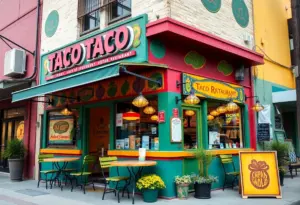 Exterior view of Taco Love Grill in McHenry Row, Baltimore