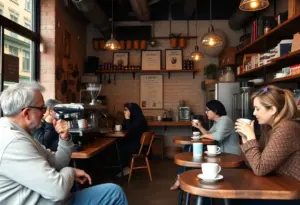 Customers enjoying coffee at Zeke’s Coffee House