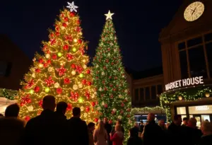 Families and children gather at the Christmas tree lighting ceremony in Annapolis