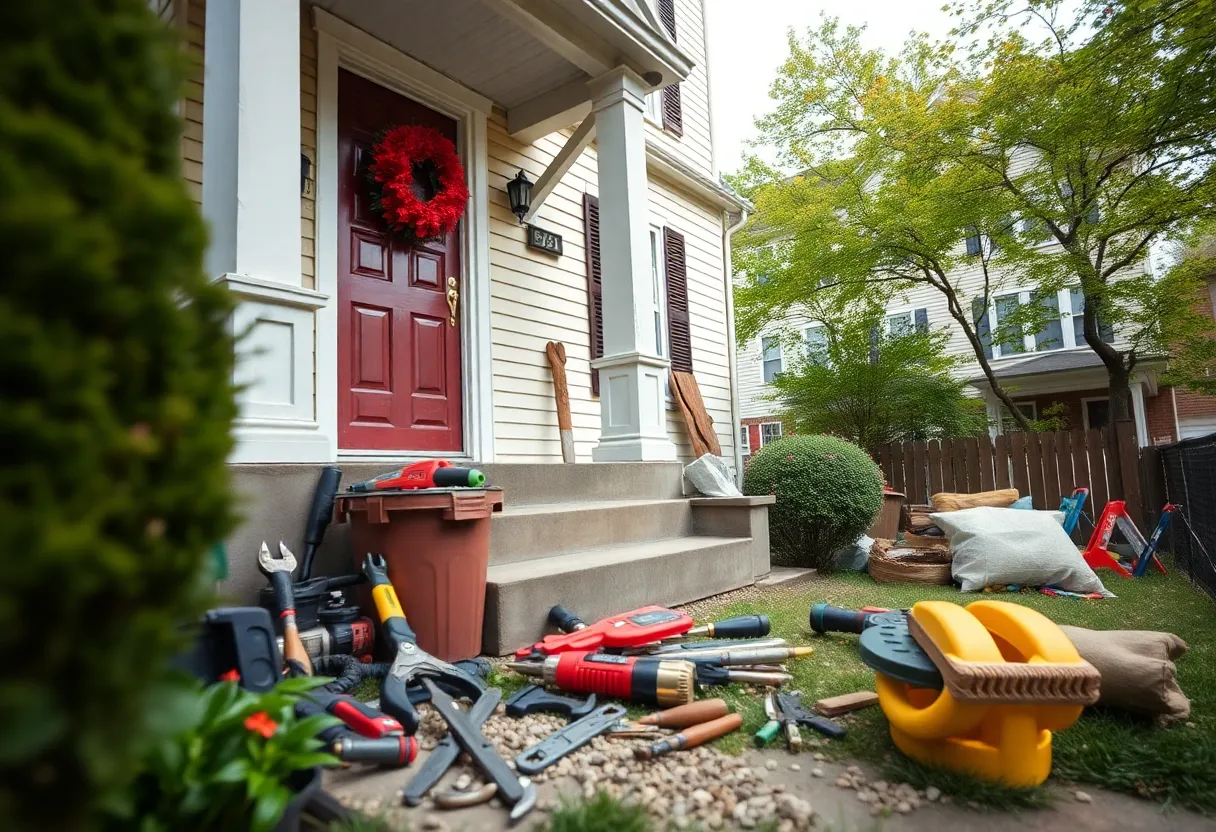 Tools used for home repairs in a Baltimore neighborhood.