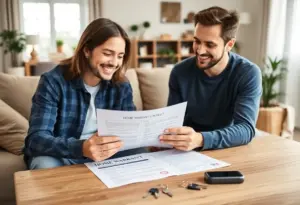 Couple reviewing home warranty contract