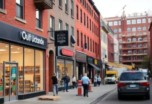 View of West North Avenue showing business developments and community engagement