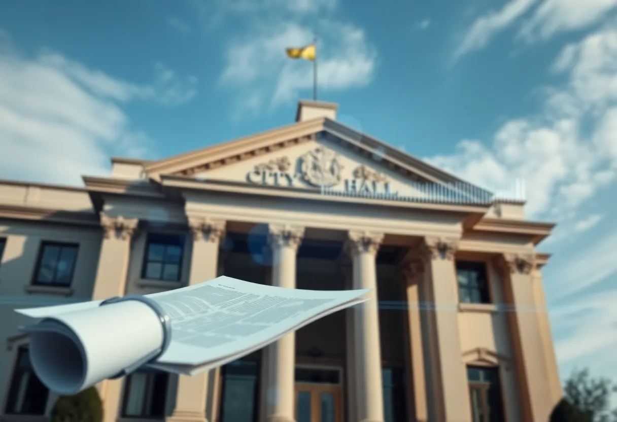 Annapolis City Hall with legal documents