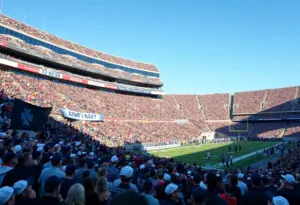 Fans cheering at the Army-Navy Game in Baltimore