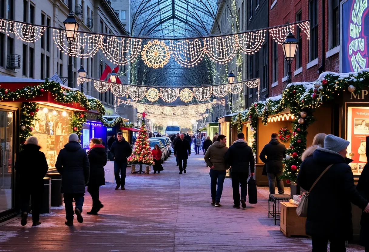 Festive lights and decorations in Baltimore during the holiday season