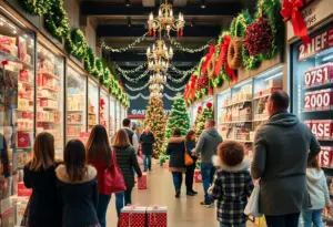 Families shopping at the Baltimore Christmas Store for discounted holiday gifts.