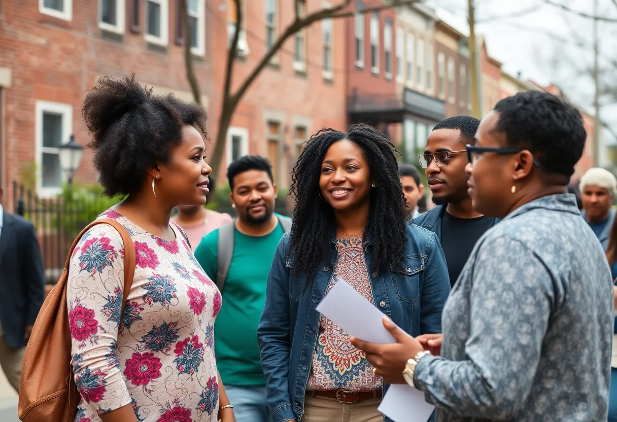Residents of Baltimore discussing political issues together.