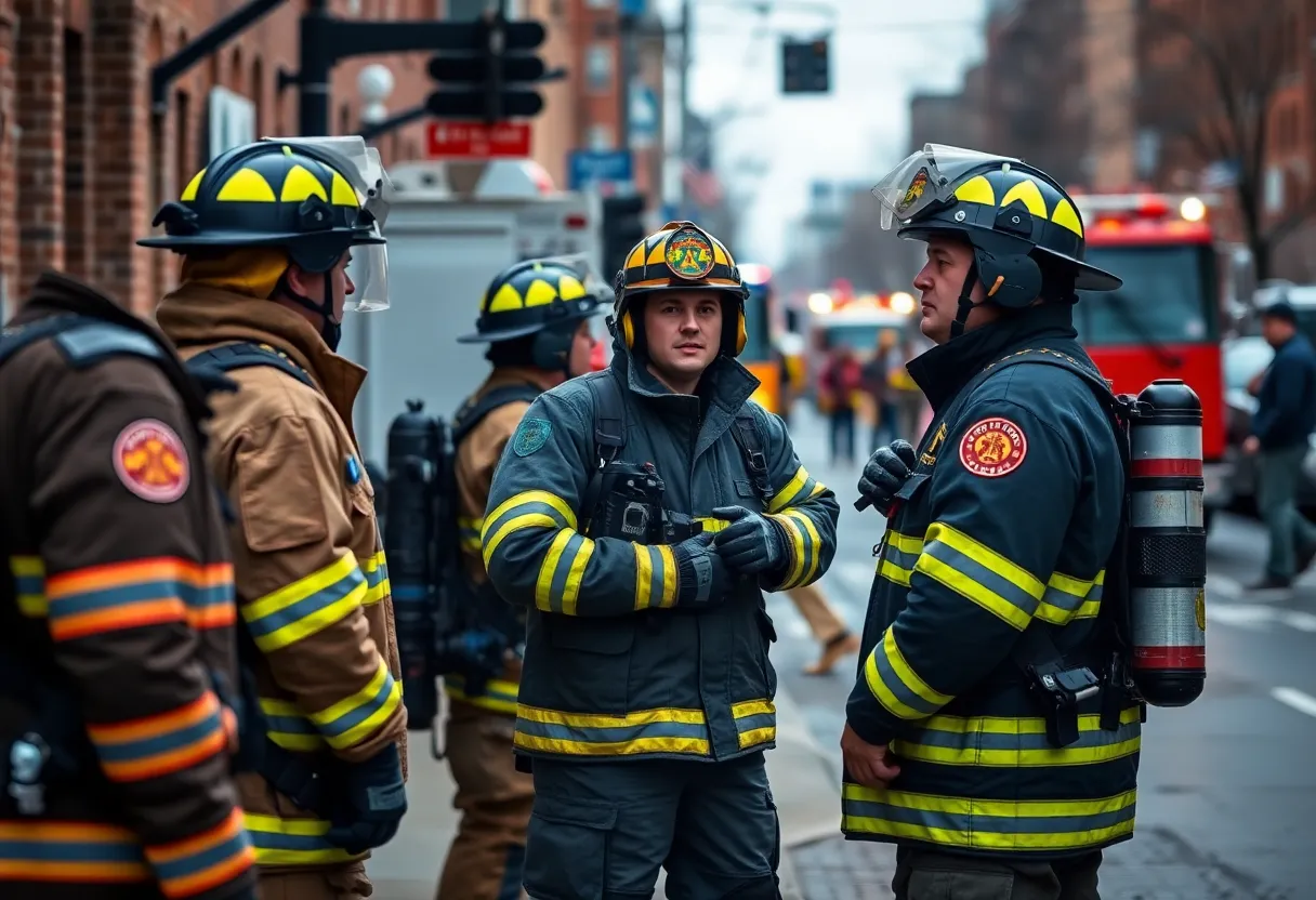 Baltimore firefighters at an emergency scene
